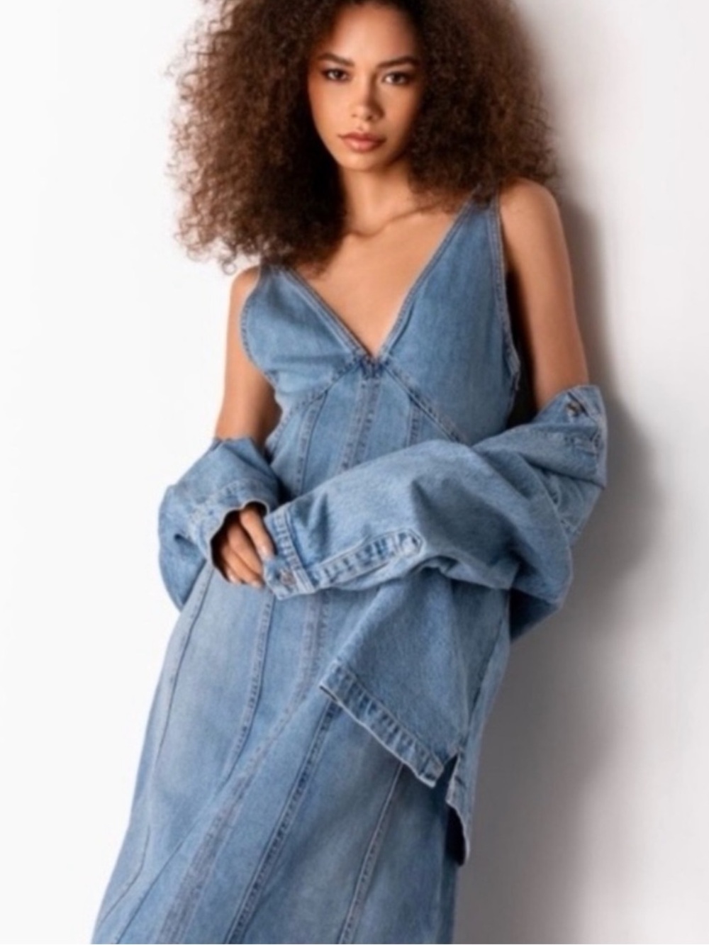 Zara Blue Denim Midi Dress